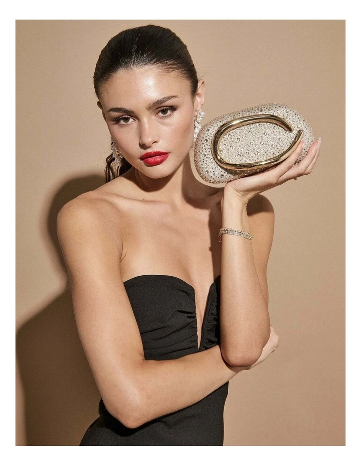 Celina Crystal Statement Clutch Bag - Gold image 2
