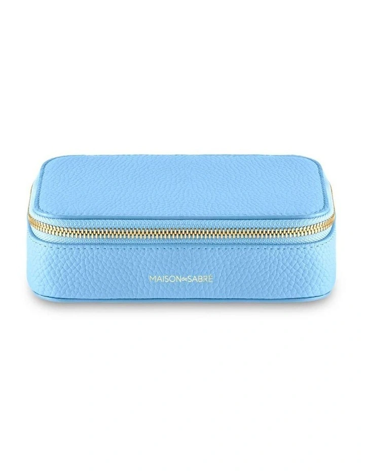The Leather Jewellery Case in Sky Blue image 1