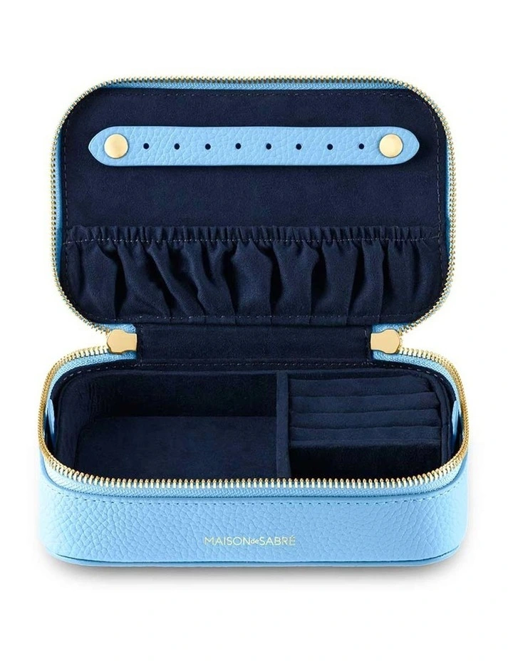 The Leather Jewellery Case in Sky Blue image 2