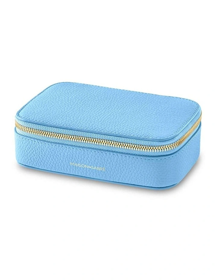 The Leather Jewellery Case in Sky Blue image 3