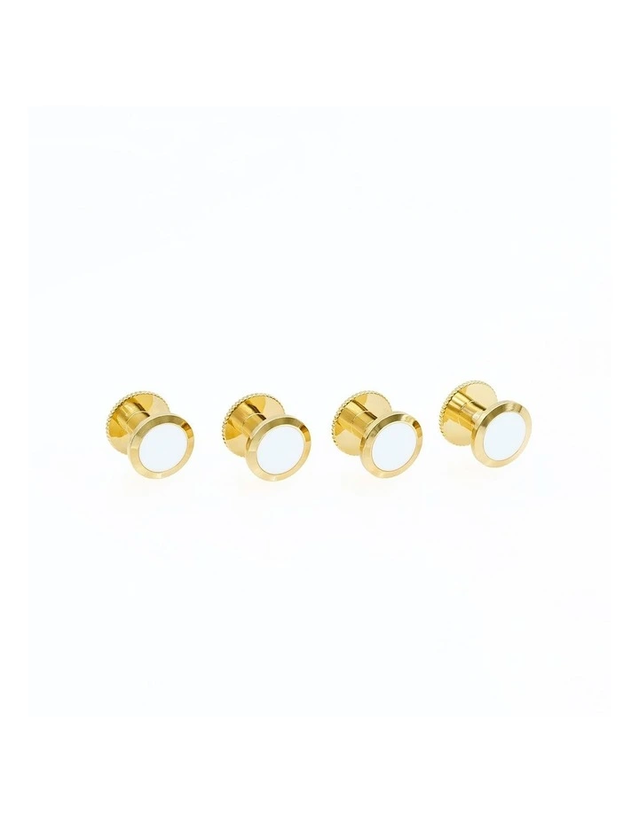 Gold / White Round Shirt Studs - 7mm (pack of 4) image 2