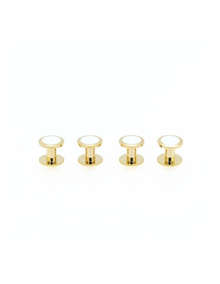 Gold / White Round Shirt Studs - 7mm (pack of 4) image 4