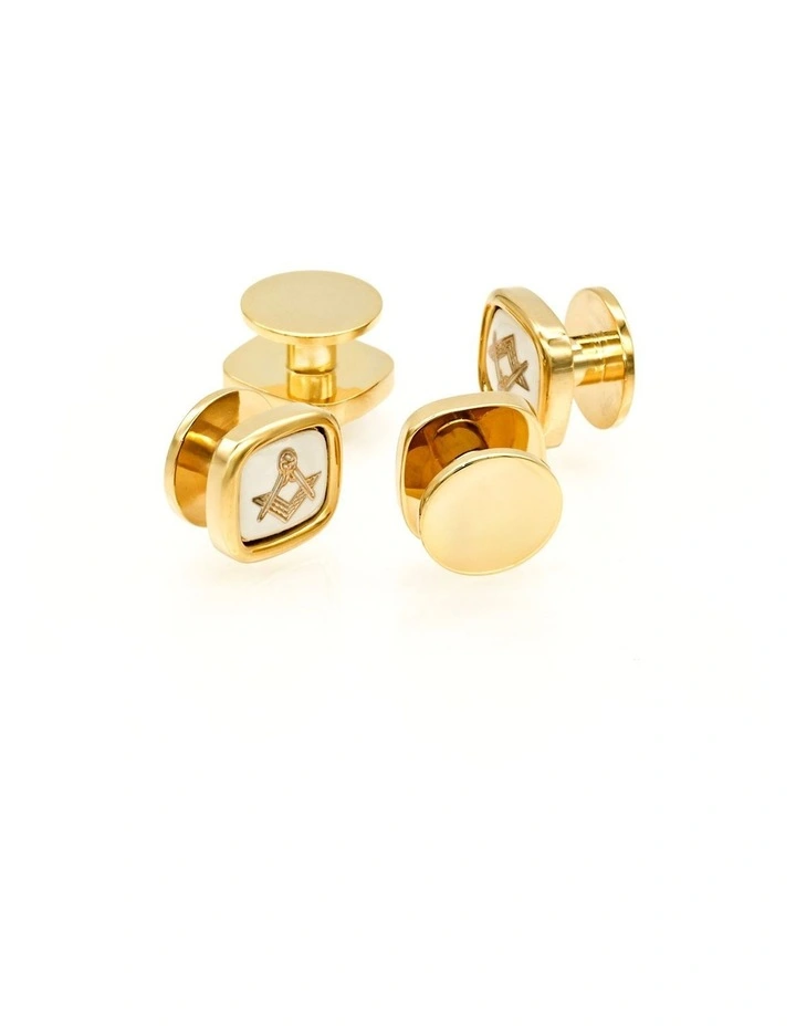 Gold White Masonic Shirt Studs (set of 4) image 1