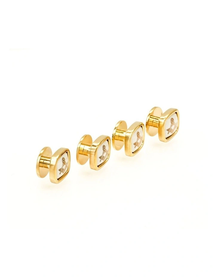Gold White Masonic Shirt Studs (set of 4) image 2