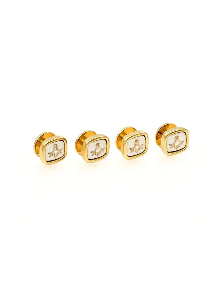 Gold White Masonic Shirt Studs (set of 4) image 4