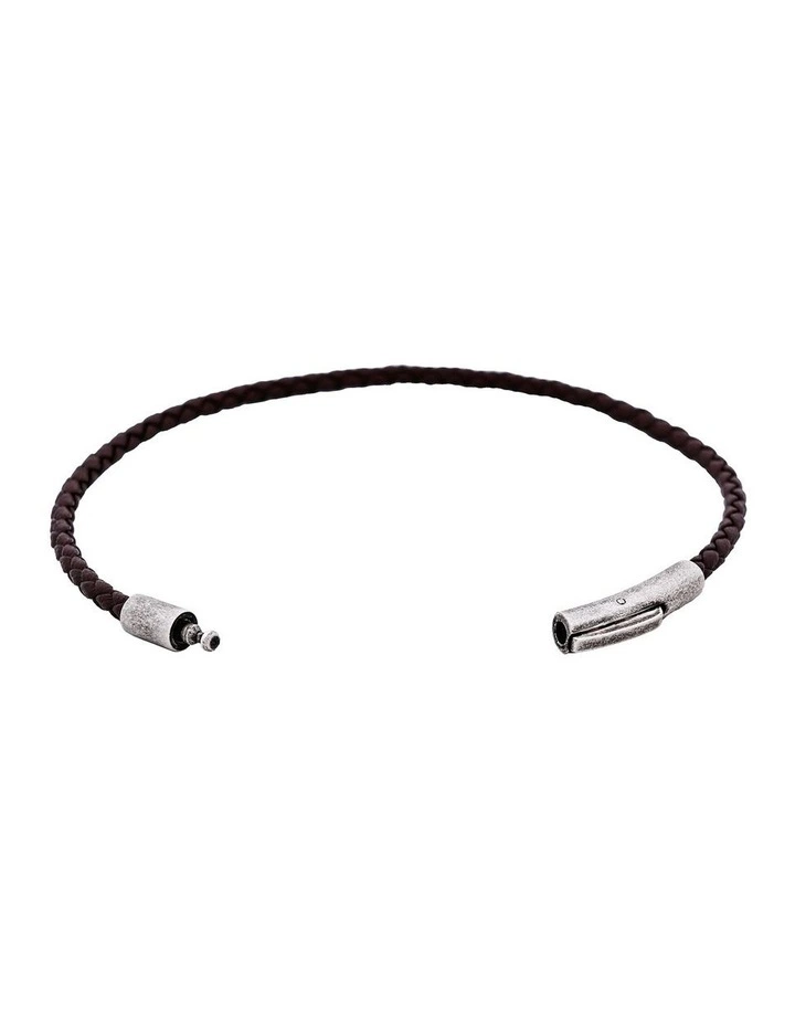 Cudworth MAGRO Leather 3mm with stainless steel clasp bracelet 21.5MM - MARRONE SCURO image 4
