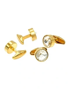 Gold Crystal Shirt Studs (set of 4)