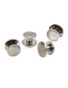 Rhodium Military Shirt Stud (set of 4)