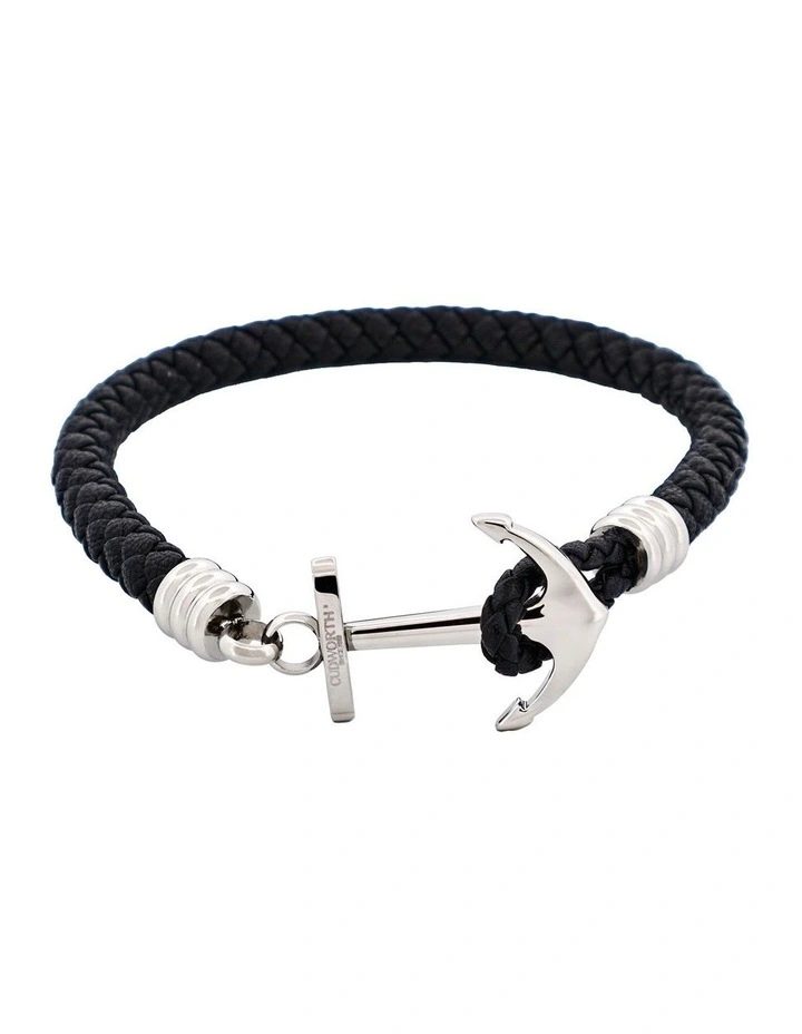 Stainless Steel & Black Anchor Bracelet image 1