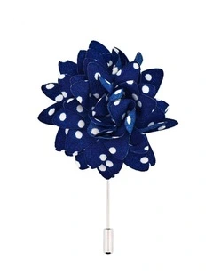 Navy White Spot Floral Lapel P