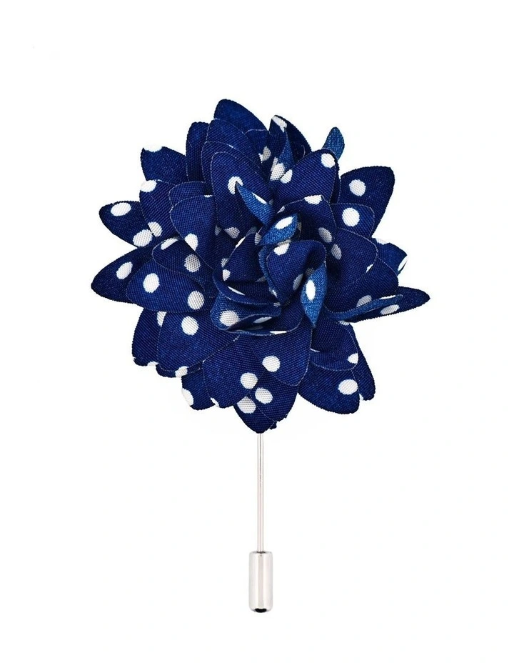 Navy White Spot Floral Lapel P image 1