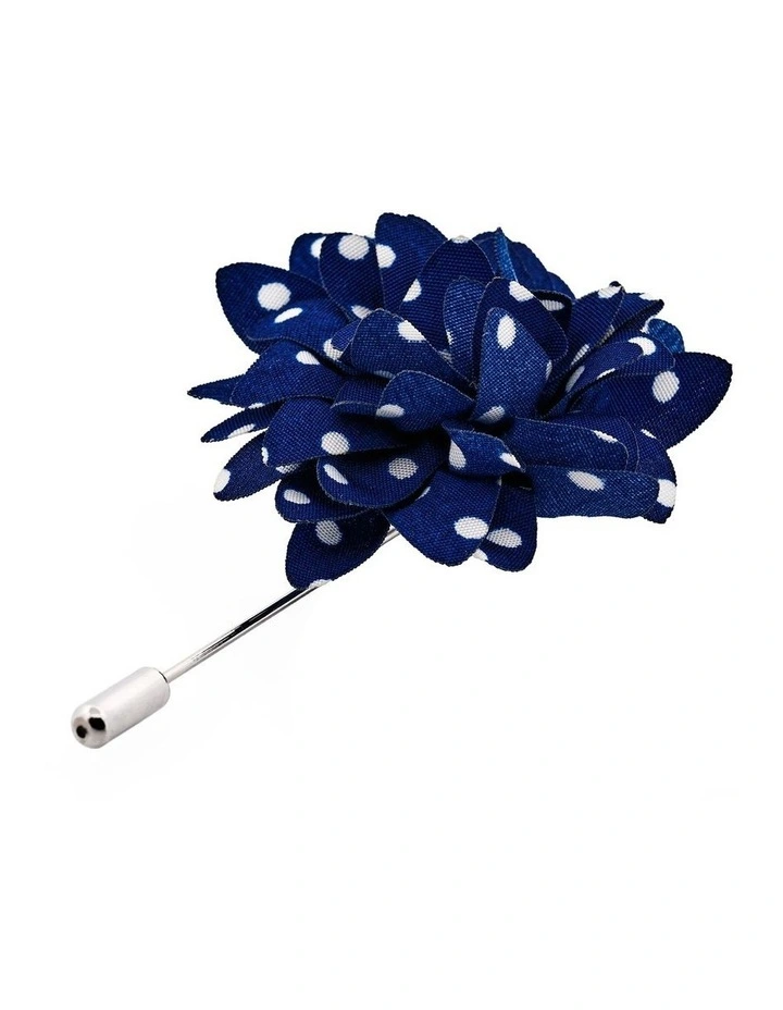 Navy White Spot Floral Lapel P image 3