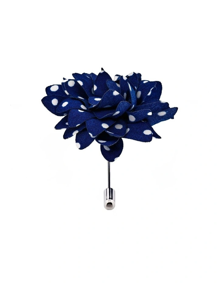 Navy White Spot Floral Lapel P image 4