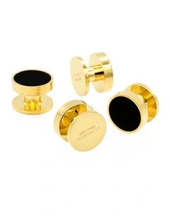 Dress Shirt Studs, Gold Plated with Black Insert, 9mm, (pack of4)
