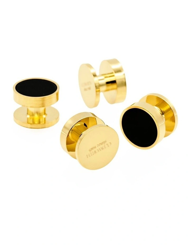 Dress Shirt Studs, Gold Plated with Black Insert, 9mm, (pack of4) image 1