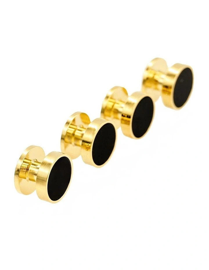 Dress Shirt Studs, Gold Plated with Black Insert, 9mm, (pack of4) image 2