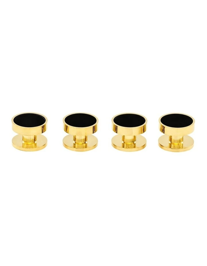 Dress Shirt Studs, Gold Plated with Black Insert, 9mm, (pack of4) image 3