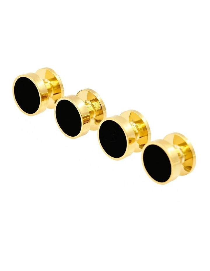 Dress Shirt Studs, Gold Plated with Black Insert, 9mm, (pack of4) image 4