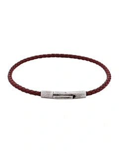 Cudworth MAGRO Leather 3mm with stainless steel clasp bracelet 21.5MM - MARRONE