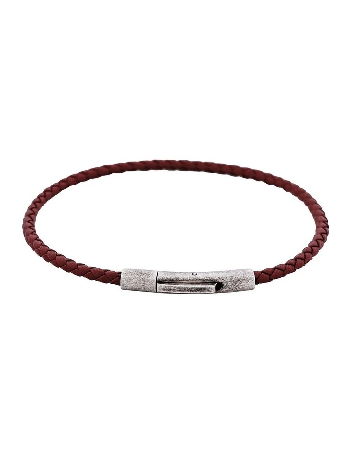 Cudworth MAGRO Leather 3mm with stainless steel clasp bracelet 21.5MM - MARRONE image 1