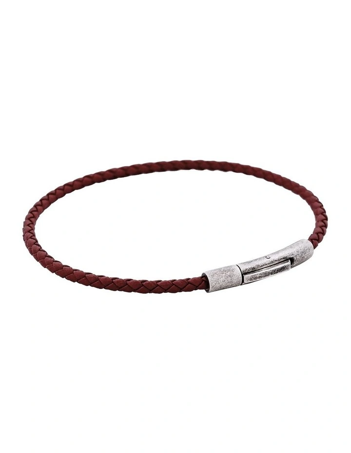 Cudworth MAGRO Leather 3mm with stainless steel clasp bracelet 21.5MM - MARRONE image 2
