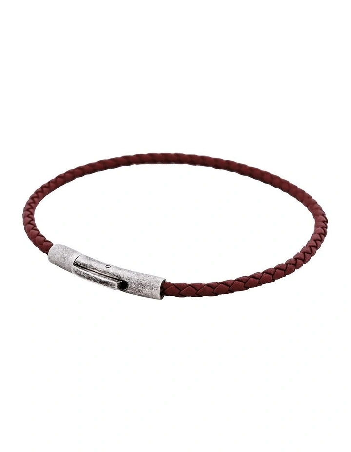 Cudworth MAGRO Leather 3mm with stainless steel clasp bracelet 21.5MM - MARRONE image 3