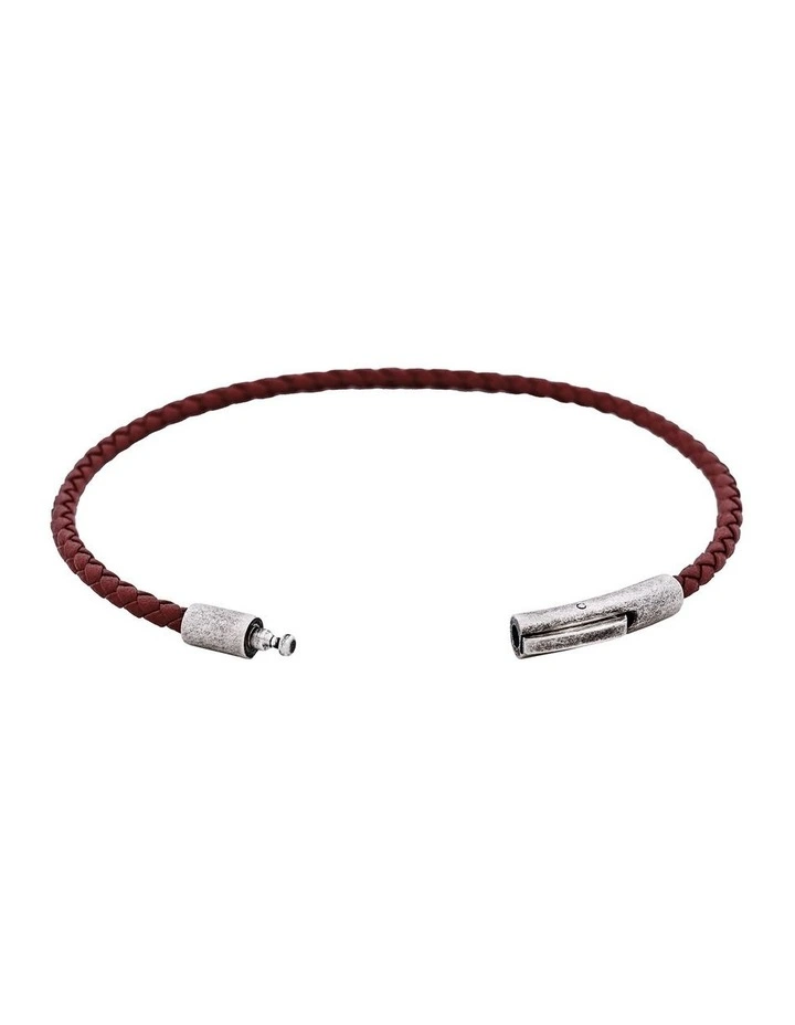 Cudworth MAGRO Leather 3mm with stainless steel clasp bracelet 21.5MM - MARRONE image 4