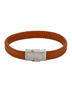 Matt Stainless steel with Brown cord bracelet