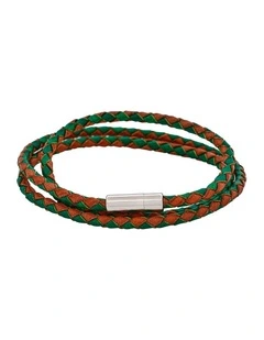 Brown/Green Leather Bracelet