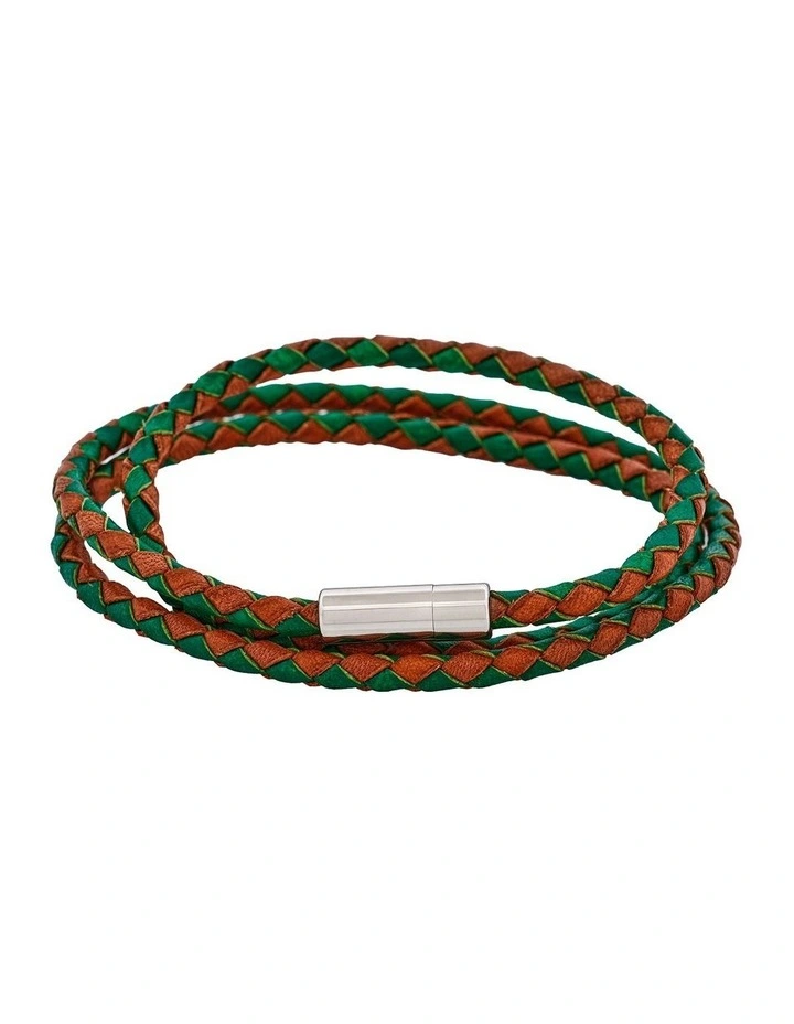 Brown/Green Leather Bracelet image 1