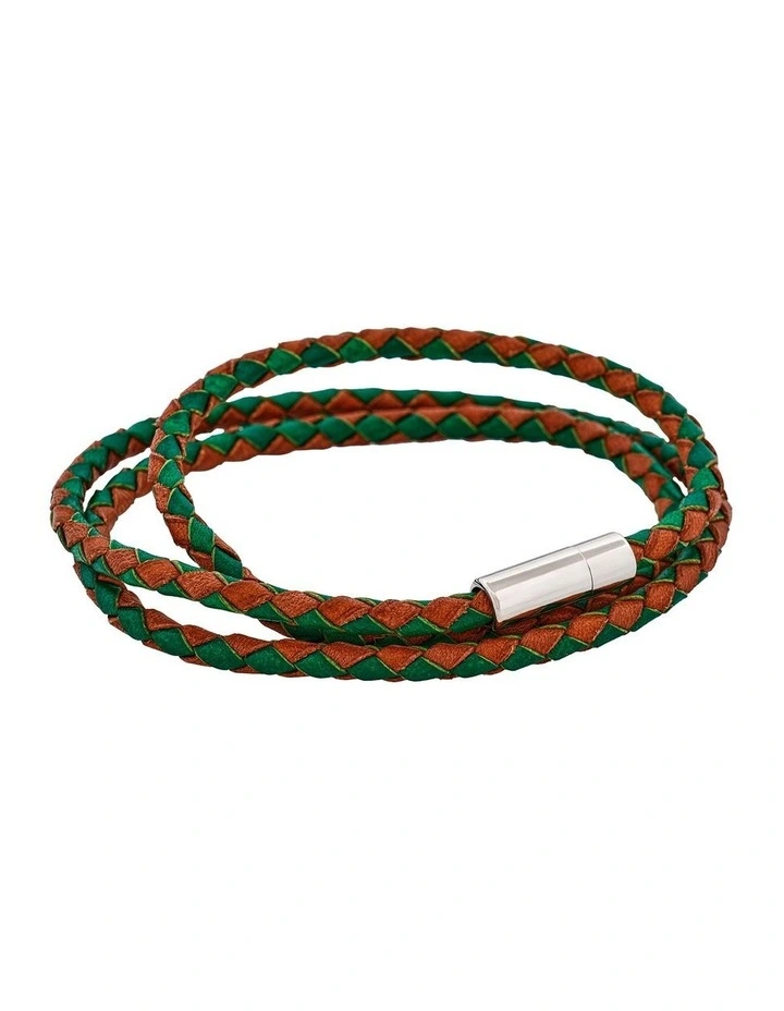 Brown/Green Leather Bracelet image 2