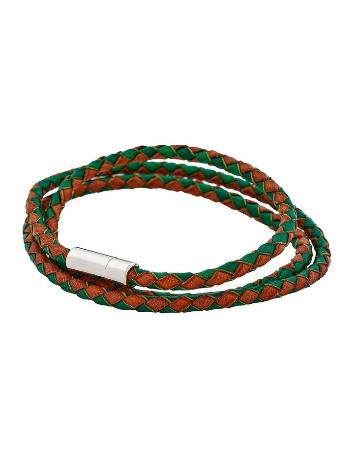 Brown/Green Leather Bracelet image 3