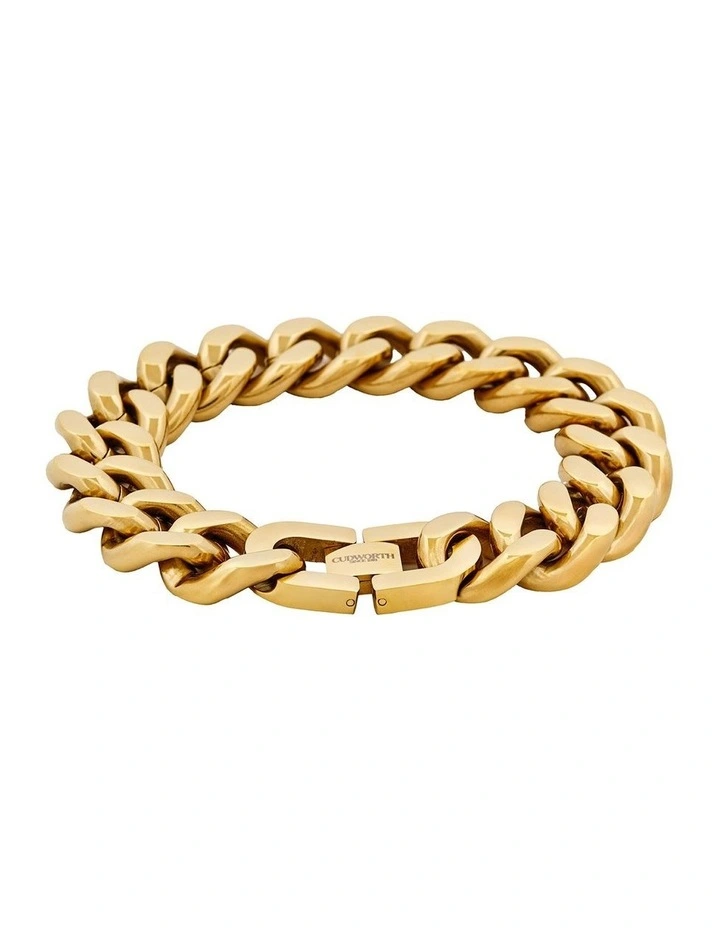 Classic Cuban Link Bracelet Ion Plated Gold (215 x 16mm) image 1
