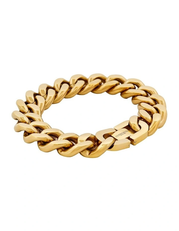 Classic Cuban Link Bracelet Ion Plated Gold (215 x 16mm) image 2