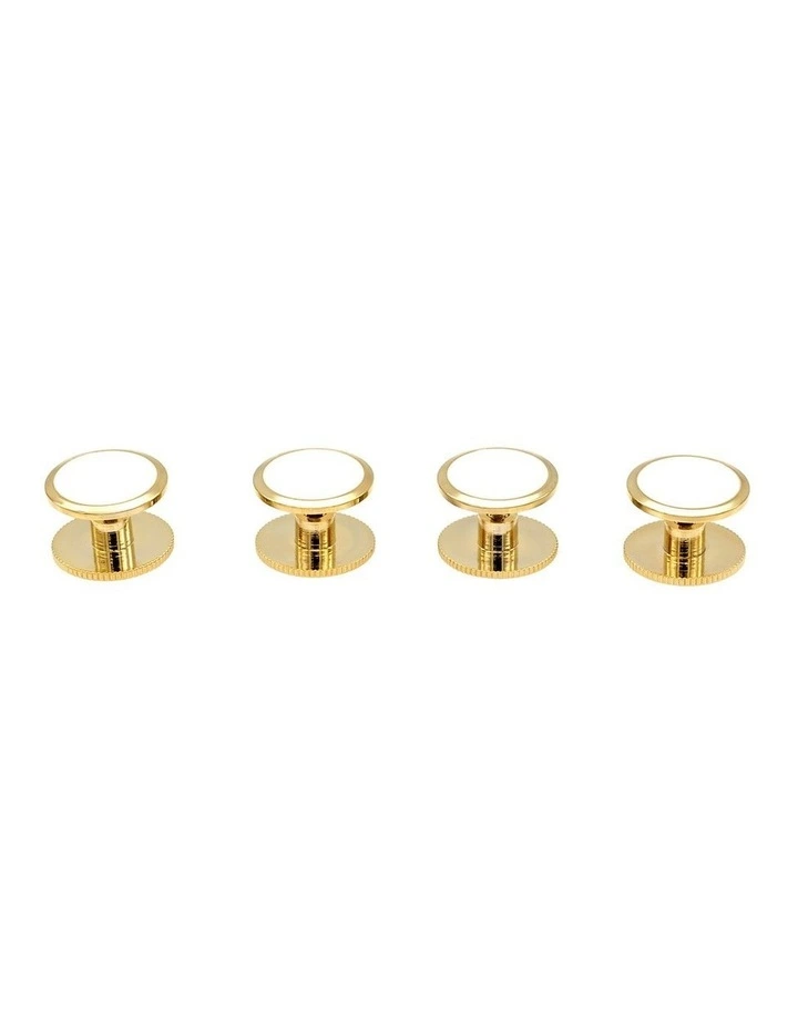 Gold White Round Screw Shirt Stud image 3