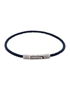 Cudworth MAGRO Leather 3mm with stainless steel clasp bracelet 21.5MM - CIELO DI MEZZANOTTE