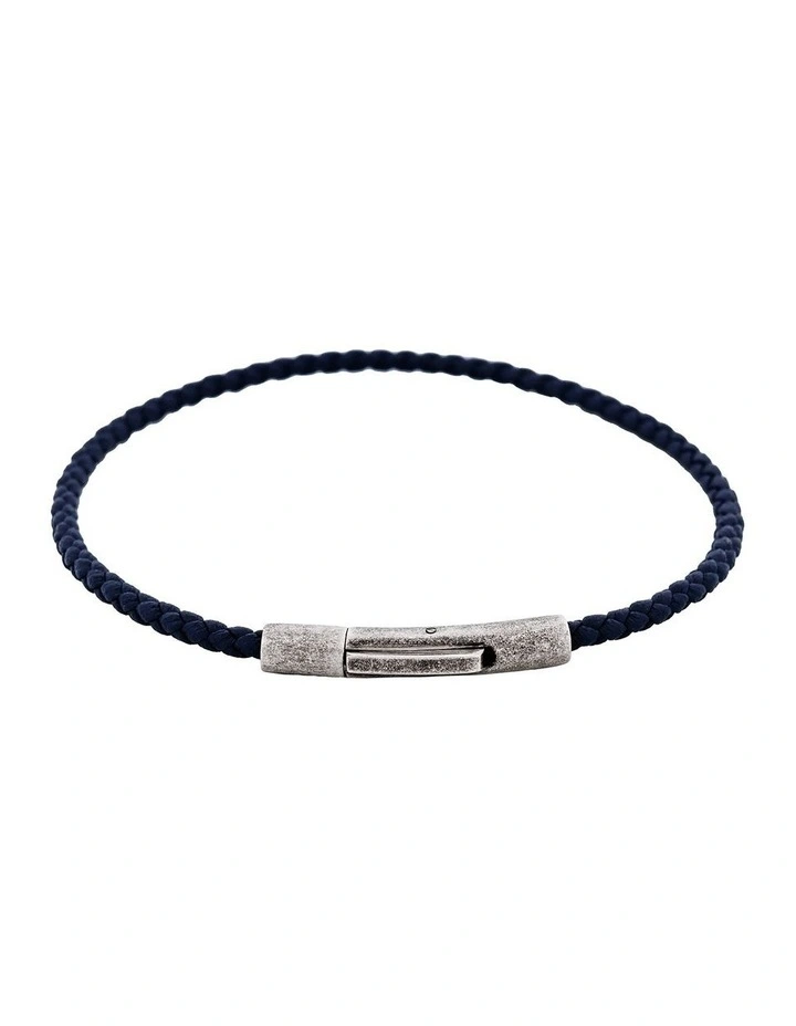 Cudworth MAGRO Leather 3mm with stainless steel clasp bracelet 21.5MM - CIELO DI MEZZANOTTE image 1