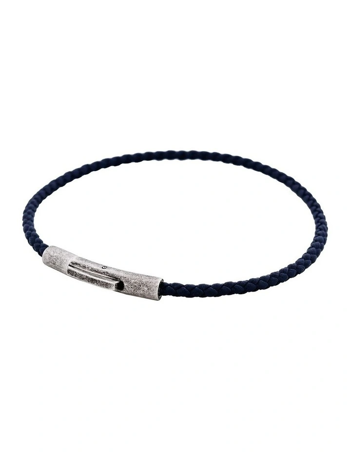 Cudworth MAGRO Leather 3mm with stainless steel clasp bracelet 21.5MM - CIELO DI MEZZANOTTE image 2