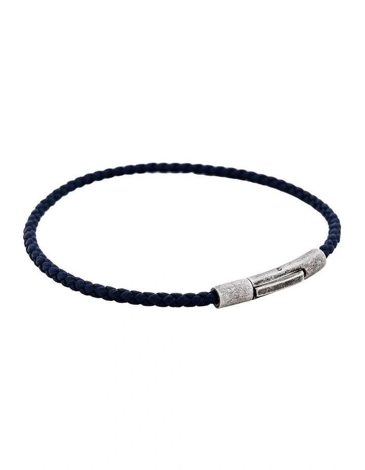 Cudworth MAGRO Leather 3mm with stainless steel clasp bracelet 21.5MM - CIELO DI MEZZANOTTE image 3