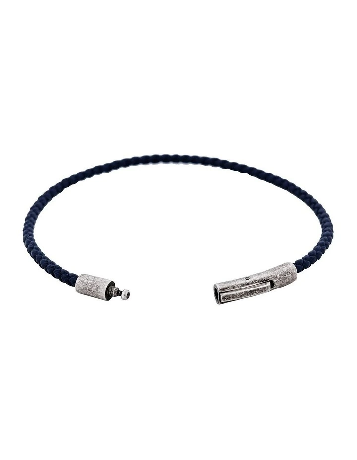 Cudworth MAGRO Leather 3mm with stainless steel clasp bracelet 21.5MM - CIELO DI MEZZANOTTE image 4
