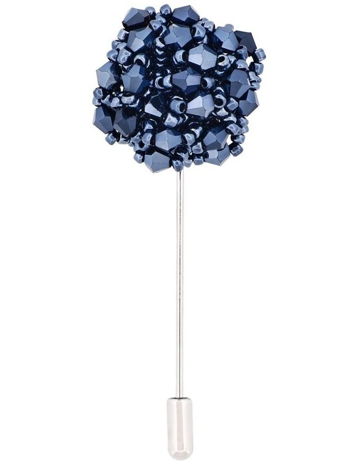 Navy/Black Floral Lapel Pin image 1