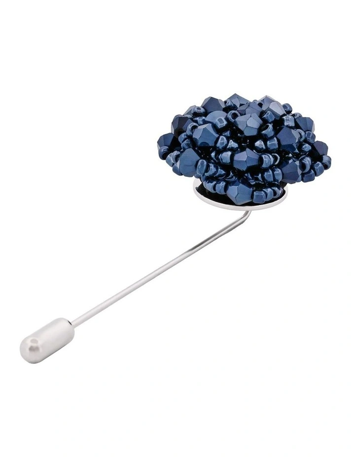 Navy/Black Floral Lapel Pin image 2