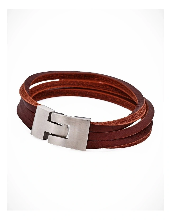 split Leather-Stainless Steel Bracelet image 3