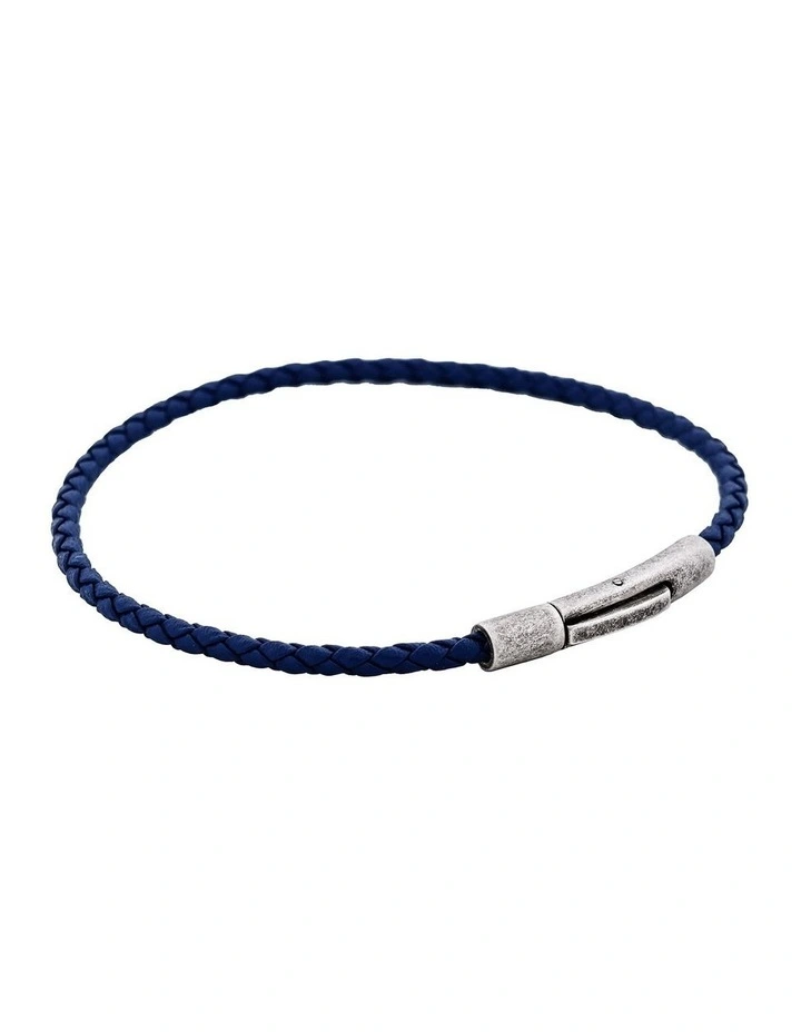 Cudworth MAGRO Leather 3mm with stainless steel clasp bracelet 21.5MM - OCEANO PROFONDO image 2