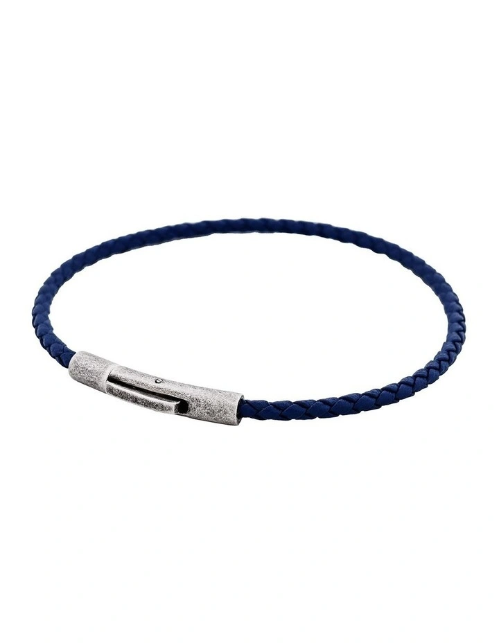 Cudworth MAGRO Leather 3mm with stainless steel clasp bracelet 21.5MM - OCEANO PROFONDO image 3