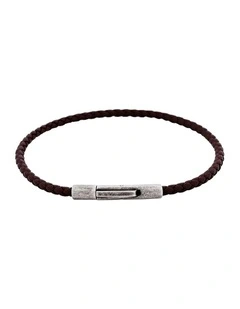 Cudworth MAGRO Leather 3mm with stainless steel clasp bracelet 21.5MM - CIOCCOLATO
