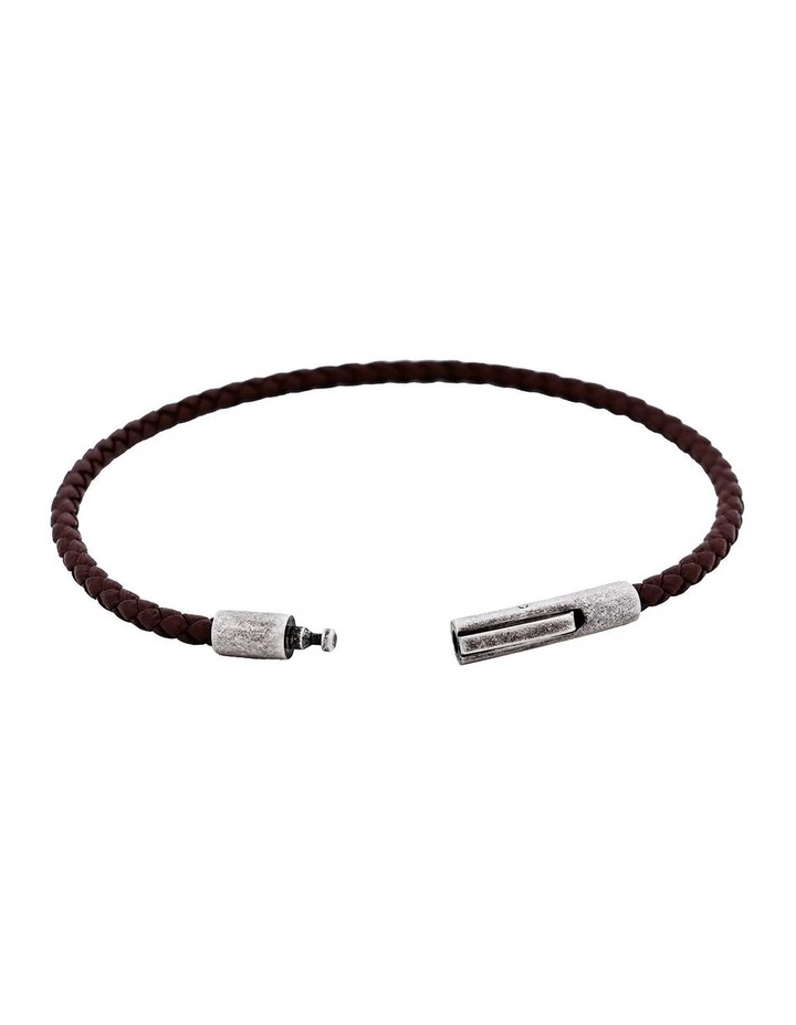 Cudworth MAGRO Leather 3mm with stainless steel clasp bracelet 21.5MM - CIOCCOLATO image 4