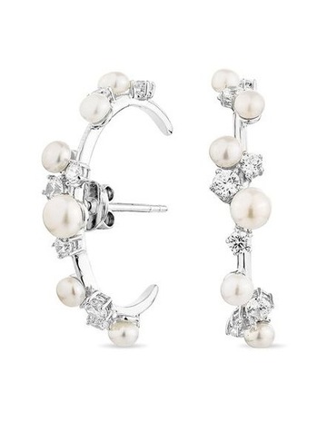 White Pearl & Diamonds in Sterling Silver colour