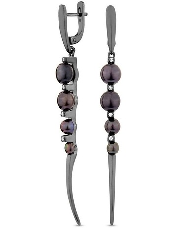 Black Pearl & Diamonds in Black Rhodium colour