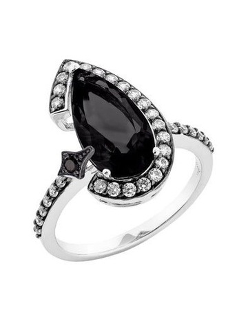 Natural Black Diamond & White Diamonds in Platinum colour